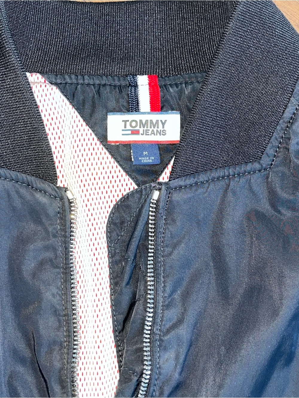 Tommy Hilfiger Colorblock Varsity Bomber Jacket - Black, White, Red, Blue - Picture 2 of 4